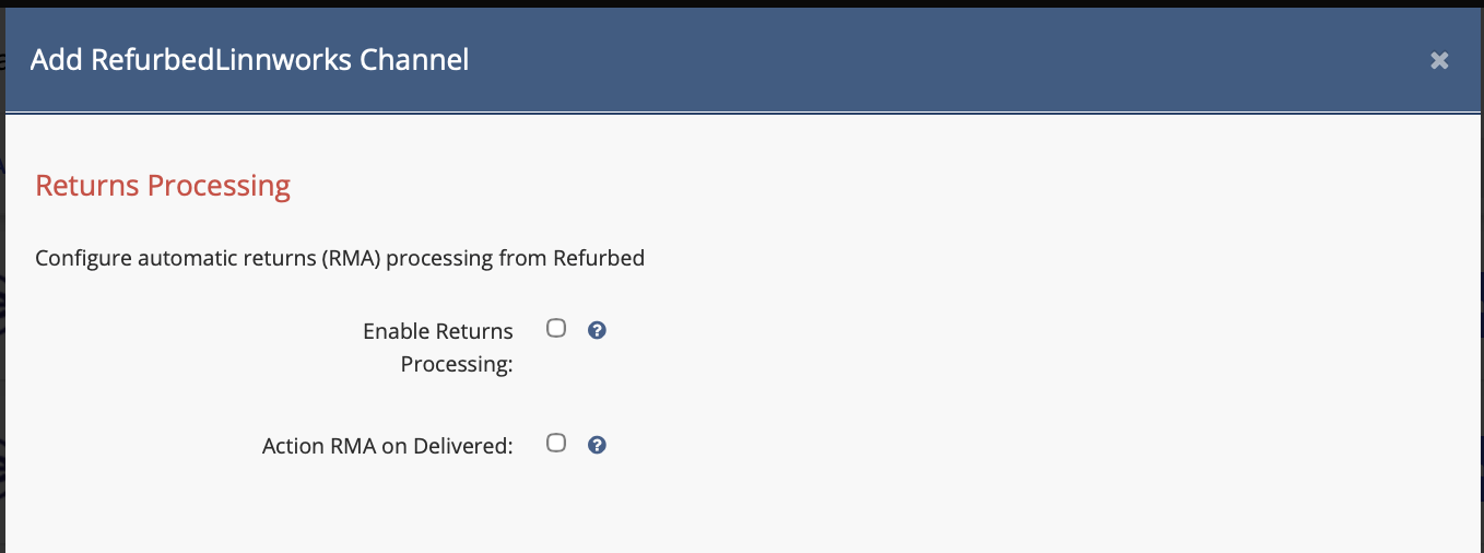 Returns settings: Enable Returns, Auto-action Returns