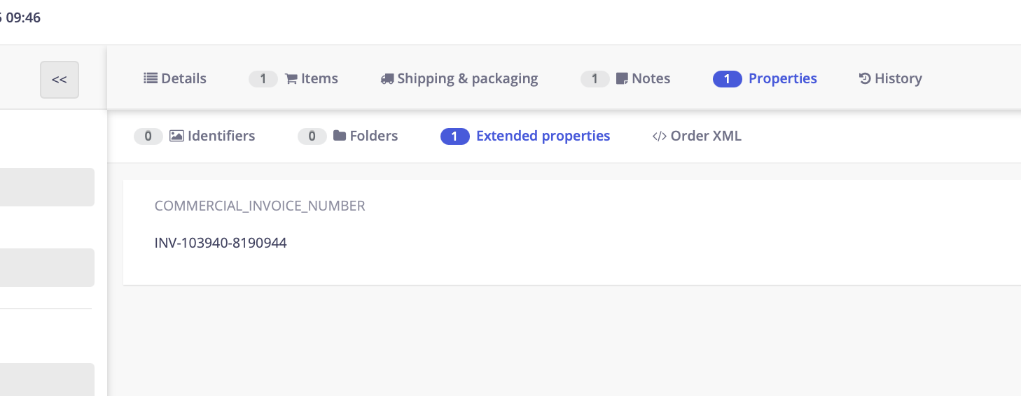 COMMERCIAL_INVOICE_NUMBER extended property on a Linnworks order