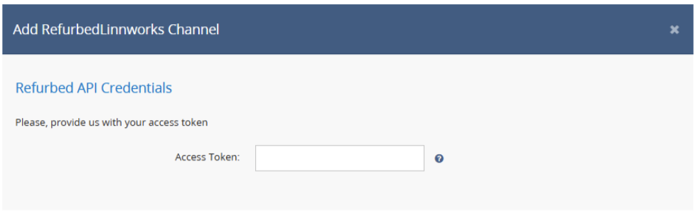 API Credentials step — API Token input field